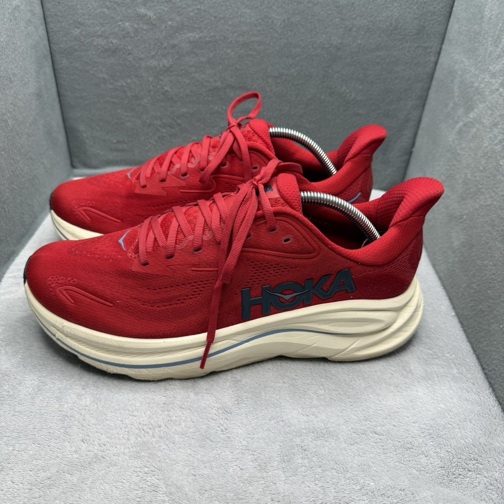 HOKA Clifton 10 Mens Size 10.5 D Red Running Shoes Sneakers 1162030 RVN